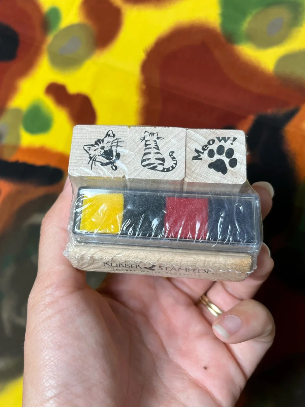 Vintage Rubber Stampede Cat Stamp Desk Set